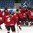 PREROV, CZECH REPUBLIC - JANUARY 13: Switzerland players celebrate after a 2-1 shoot-out win over Japan during relegation round action at the 2017 IIHF Ice Hockey U18 Women's World Championship. (Photo by Steve Kingsman/HHOF-IIHF Images)

